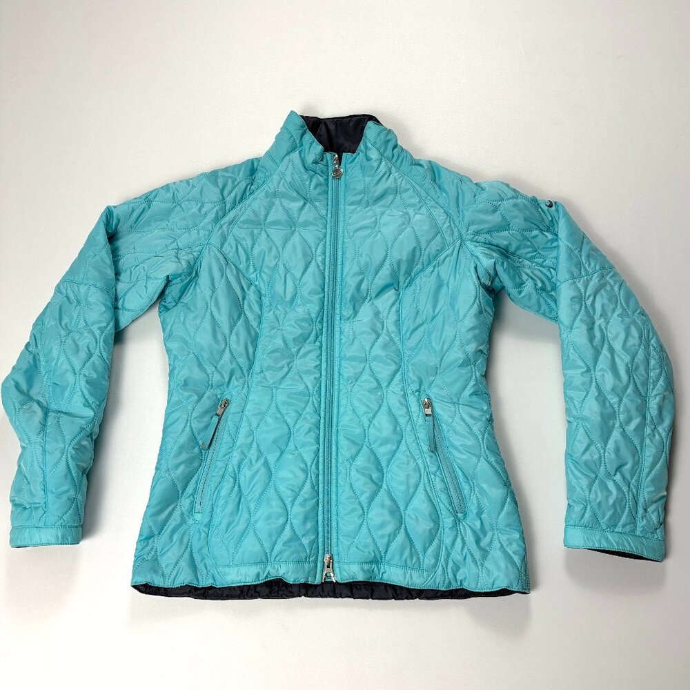 Vintage Nike Womens Quilted Puffer Jacket Light Blue Sz M Y2K Winter Coat